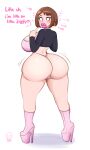  1girl ass big_ass big_breasts bimbo breasts duckshift huge_ass huge_breasts my_hero_academia ochako_uraraka shounen_jump 