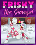 1girl 1girl algahiem3 breasts eyebrows eyelashes female_only frisky_the_snowgal frosty_the_snowman genderswap lipstick navel orange_nose scarf sexy sitting snow snowgirl snowing snowwoman top_hat white_hair winter