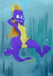1boy activision bubbles byondrage drowning male nude solo spyro spyro_the_dragon underwater
