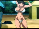  1girl amaha_masane animated animated_gif armpits beach big_breasts bikini black_eyes black_hair bounce bouncing_breasts breasts cap gif gonzo huge_breasts large_breasts lowres makoto_uno masane_amaha running screencap short_hair side-tie_bikini solo swimsuit undressing witchblade 