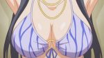 1girl animated armpit armpits assisted_exposure big_breasts bikini bikini_lift bikini_top black_hair bouncing_breasts breast_drop breasts cleavage close-up gif hentai hime-sama_gentei! huge_breasts jewelry long_hair necklace nipples olivia_edywolf poro striped striped_bikini striped_swimsuit swimsuit undressing upper_body