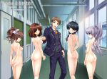 1boy 4girls ass blue_hair brown_hair clothed_male_nude_female furukawa_yui hair_ribbon hanamiya_nagisa harem hasekura_airi high_res highres kuroya_shinobu long_hair looking_back misaki_kurehito multiple_girls neck_tie necktie nipples nude nude_filter osafune_kenny_eitarou photoshop ponytail ribbon sasaki_kaori short_hair silver_hair ushinawareta_mirai_wo_motomete wallpaper zenra