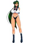 bishoujo_senshi_sailor_moon breasts dark_skin glamour_works green_hair long_hair midriff sailor_pluto setsuna_meiou solo