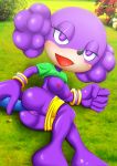  1girl anal_insertion ass bbmbbf blush breasts canine clothing custom_character_(sonic_forces) dildo dildo_in_ass dog masturbation medium_breasts mobian_(species) mobians mobius_unleashed nipples open_mouth palcomix pleasure_face purple_body purple_eyes purple_hair pussy sega shirt_lift shorts_down sonic_oc sonic_the_hedgehog_(series) tail wristbands 