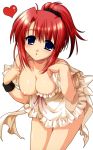  1girl 5pb. absurd_res absurdres alpha_(artist) alpha_(yukai_na_nakamatachi) apron areola areolae blue_eyes blush bow bracelet breasts heart high_res highres jewelry mitsuhiro_sachi naked_apron nipples open_mouth ponytail red_hair ribbon sharin_no_kuni sharin_no_kuni_himawari_no_shoujo solo ã¢â„¢â¥ 