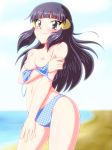  1girl arm arms art babe bare_arms bare_legs bare_shoulders beach bikini bikini_removed bikini_top_removed black_eyes black_hair blue_bikini blue_hair blue_swimsuit blush breast_hold breasts dawn dawn_(pokemon) hair_ornament hairclip heart heart_print high_res hikari_(pokemon) hime_cut legs long_hair looking_at_viewer midriff navel nintendo nipples ocean platinum_berlitz pokemon pokemon_(anime) pokemon_(game) pokemon_special sand shiny shiny_hair sky small_breasts smile solo standing swimsuit takappe topless undressing water 