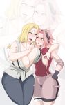 2_girls blonde_hair blush brown_eyes comiccomryu drunk gigantic_ass gigantic_breasts green_eyes hourglass_figure lesbian milf naruto_shippuden pink_hair sakura_haruno sexy sexy_ass sexy_body sexy_breasts take_your_pick tsunade wink you_gonna_get_raped yuri