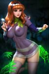 ass bottomless breasts daphne_blake erect_nipples no_panties scooby-doo see-through_dress shaved_pussy stockings thighs