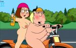 brother_and_sister chris_griffin dangerous driving drunk family_guy funny gif guido_l kicking meg_griffin motorcycle outside tequila