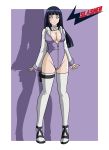 absurdres adapted_costume alternate_costume black_hair blue_hair breasts cleavage high_heels highleg highleg_leotard highres hinata_hyuuga hyuuga_hinata kunoichi leggings legs legwear leotard long_hair naruto ninja shoes stockings thighhighs thong_leotard vector_trace wslasher zettai_ryouiki