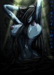 big_breasts black_hair blue_skin breasts erect_nipples female hair_over_eyes hips huge_breasts large_breasts large_nipples long_hair nipples nude puffy_nipples sadako skinny solo the_ring very_long_hair well wide_hips yamamura_sadako