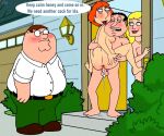 cuckold cum_inside family_guy glenn_quagmire ida_quagmire imminent_sex lois_griffin nude_female peter_griffin red_anus standing_sex uso_(artist)