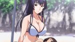 animated animated_gif big_breasts bikini blue_hair bouncing_breasts bra breasts brother_and_sister brown_eyes brown_hair cousins exposed gif higashide_kei huge_breasts kei_higashide long_hair nee_summer! nipples siblings string_bikini swimsuit underwear yamauchi_yuuta yuuta_yamauchi