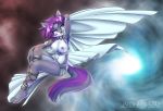 abluedeer breasts canine female hair jess_(teckly) purple_eyes purple_hair skimpy solo topless wolf