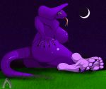 arbok ass breasts claws green_eyes night pokemon stars ticklishways toes