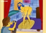  ass blue_hair cosmic cosmic_(artist) marge_simpson nelson_muntz pussy the_simpsons voyeur yellow_skin 