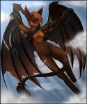 ajna aliara aliara_(character) bat breasts fangs female horn horns nude pussy snake solo thesi thesi_(character) wings