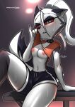 anthro blush breasts furry helluva_boss jizoku loona_(vivzmind) sweat