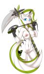 belly breasts equine female horn kloudmutt kloudmutt_(artist) midriff my_little_pony navel nipples pussy scythe solo unicorn weapon whip