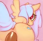 2012 anus doxy equine female friendship_is_magic hetero horse looking_at_viewer looking_back male my_little_pony pegasus penetration penis pink_background pony pussy sex vaginal vaginal_penetration wings