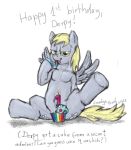  2011 birthday birthday_candles candle cupcake derpy derpy_hooves_(mlp) friendship_is_magic gift my_little_pony navel smudge_proof suggestive tail white_background 