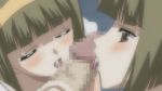  2girls animated animated_gif bangs blunt_bangs bob_cut censored disembodied_penis double_fellatio fellatio gif hairband licking multiple_fellatio multiple_girls nijou_futaba nijou_kazuha oral penis shiny_days siblings sisters twins 