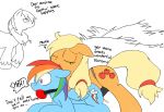 applejack applejack_(mlp) ballgag big_macintosh big_macintosh_(mlp) blue_body blue_fur cutie_mark earth_pony equid equine friendship_is_magic green_eyes haiku_oezu hasbro horse male my_little_pony pegasus rainbow_dash rainbow_dash_(mlp) rainbow_mane rainbow_tail red_eyes red_fur yellow_body yellow_fur yellow_tail yuri