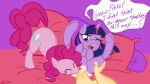  friendship_is_magic my_little_pony no-ink pinkie_pie_(mlp) purple_background text twilight_sparkle_(mlp) 