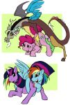  discord_(mlp) draconequus friendship_is_magic jabberwockychamber my_little_pony penis pinkie_pie_(mlp) rainbow_dash_(mlp) twilight_sparkle_(mlp) white_background 