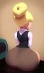 1girl ass ass_focus ass_in_dress baby_doll baby_doll_(dc) batman:_the_animated_series batman_(series) big_ass blonde_hair bottom_heavy bubble_butt clothing dat_ass dc_comics fat_ass female_only glasses huge_ass large_ass light-skinned_female light_skin mary_dahl n-kosi n-kosi_(coloring) pantylines pawg rear_view sexy sexy_ass shirt shortstack sitting skirt skirt_lift solo_female solo_focus sweater_vest television thick_ass thick_thighs wide_hips