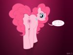 anus blue_eyes butt equine female friendship_is_magic horse looking_at_viewer my_little_pony pink_hair pinkie_pie pinkie_pie_(mlp) pony presenting pussy solo syoee_b tail