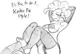 blue_eyes breasts cutie_mark earth_pony equid equine friendship_is_magic haiku_oezu hasbro horse monochrome my_little_pony pink_body pink_fur pink_tail pinkamena_(mlp) pinkie_pie pinkie_pie_(mlp) thigh_highs