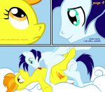  2011 blue_fur comic english_text equine female friendship_is_magic hair horse licking male multicolored_hair my_little_pony pegasus pony soarin spitfire taharon tail text tongue wings wonderbolts_(mlp) 