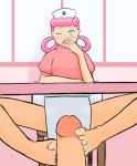  footjob nurse_joy pokemon threeworlds 