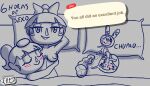 animal_crossing animal_crossing_boy bed breasts bunny_ears chrissy_(animal_crossing) digital_media_(artwork) doodle english_text fan_character fanart jackintaro meme nintendo nipples penis shitpost sketch spanish_text villager_(animal_crossing)