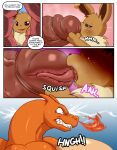  anthro big_penis charizard comic daytime eevee furry gen_1_pokemon male/female modca pokemon sweat sweaty_body tagme text text_bubble tongue tonguejob 