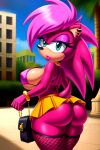  ai_generated ass bikini booty breasts earrings fishnets furry furry_female green_eyes jewelry lips lipstick magenta_fur micro_panties outside pink_hair purple_fur purse round_ass seductive sega skirt slut slutty_outfit sonia_the_hedgehog sonic_the_hedgehog sonic_the_hedgehog_(series) 