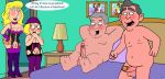  bill_clinton blushing breasts dialogue erection family_guy george_w_bush lois_griffin meg_griffin nude_female nude_male puffy_pussy real_person red_anus uso_(artist) 