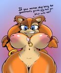  1girl anthro badger blue_eyes breasts colored dialogue english_text genitals high_res inverted_nipples jewelry looking_at_viewer low-angle_view mammal mobian_monster mustelid musteline necklace nipples nude pink_nipples pussy sega sonic_boom sonic_the_hedgehog_(series) sticks_the_badger sticks_the_jungle_badger sticks_the_tejon teeth text thin_waist thunder_thighs video_games wide_hips xaveknyne 