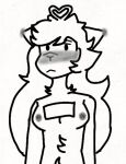  black_and_white black_eyes blush breasts ear_blush fluffy heart nipples slendytubbies slendytubbies_oc teletubbies 