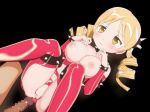 1girl animated animated_gif bangs blonde_hair blush breasts censored collar crotchless_panties garter_belt garter_straps garters gif insertion latex mahou_shoujo_madoka_magica missionary nipples panties seismic sex simple_background solo_focus tomoe_mami twin_tails twintails underwear vaginal yellow_eyes