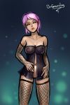 dr_graevling fishnet fishnet_gloves fishnets nightgown no_panties pink_hair rose_savika see-through solo spirit