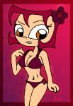 bikini breasts brown_eyes cleavage flower gaz invader_zim purple_hair rayryan_(artist) short_hair solo