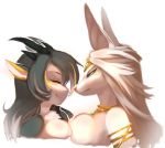 anubia anubian_jackal breasts canine eye_contact female furry jackal kanel miko-chan obsidian_(character) original topless yuri