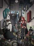  aqua_hair garbage green_hair hair junk long machine office panties red robo robot talking twin_tails work 