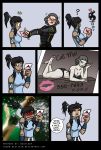 age_difference avatar:_the_last_airbender bikini black_hair blue_eyes blush breasts brown_hair cleavage comic dark_skin destikim_(artist) funny grey_hair korra lin_bei_fong lipstick ponytail scar short_hair surprise the_legend_of_korra yuri