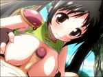 animated animated_gif armor big_breasts black_hair breasts brown_eyes censored chunsoft dragon_quest dragon_quest_iii enix fighter_(dq3) gif happy kate_sai large_breasts long_hair nipples paizuri penis soft_breasts source_request twin_tails twintails