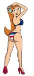 4th_of_july american_flag_bikini aqua_eyes ass bikini bubble_butt danny_phantom freeman2 high_heels jasmine_fenton lipstick long_hair looking_back orange_hair print_bikini red_lipstick shiny shiny_skin smile solo star_print stars