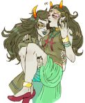  feferi_peixes female homestuck kissing vriska_serket yuri 