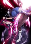  2girls bare_shoulders barefoot battle black_hair boots brown_hair capcom chinese_clothes chun-li double_bun drill_hair halter_top halterneck highres juri_han kicking magion02 multiple_girls open_mouth pantyhose pelvic_curtain short_hair smile street_fighter street_fighter_iv street_fighter_iv_(series) super_street_fighter_iv thick_thighs thighs tiptoes toeless_socks twin_drills 